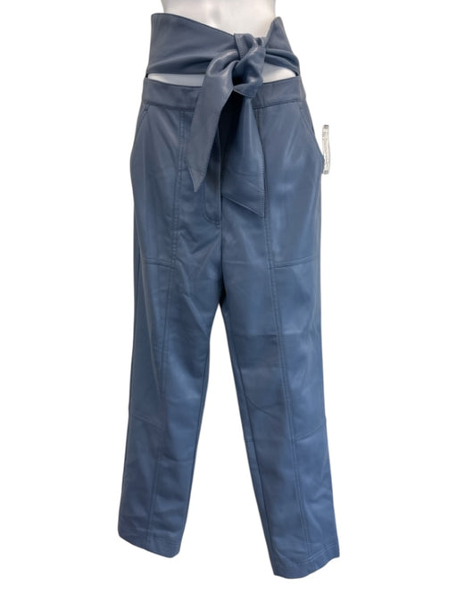 Jonathan Simkhai Size 6 Dusty Blue PU Leather Paneled Tie Waist Tapered Pants Dusty Blue / 6