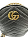 Gucci Black Leather Zip Top Chevron Quilt Circle Crossbody Bag Black