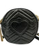 Gucci Black Leather Zip Top Chevron Quilt Circle Crossbody Bag Black