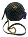 Gucci Black Leather Zip Top Chevron Quilt Circle Crossbody Bag Black