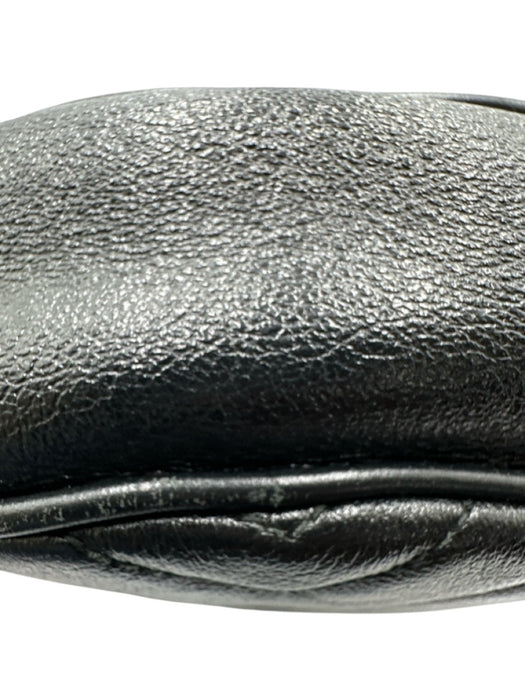 Gucci Black Leather Zip Top Chevron Quilt Circle Crossbody Bag Black