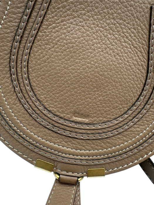 Chloe Brown Leather Flap Top Saddle Adjustable Strap Crossbody Bag Brown / Mini