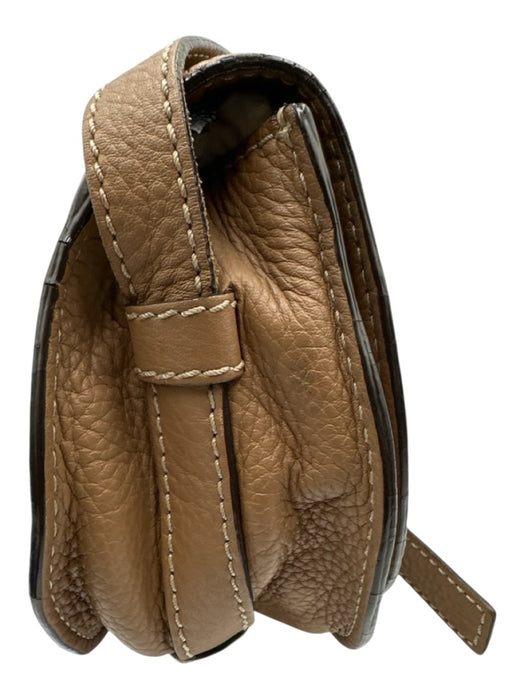 Chloe Brown Leather Flap Top Saddle Adjustable Strap Crossbody Bag Brown / Mini