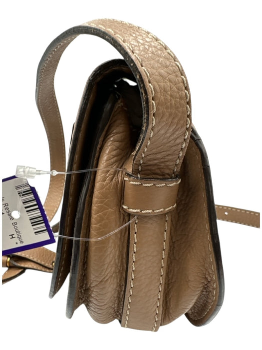 Chloe Brown Leather Flap Top Saddle Adjustable Strap Crossbody Bag Brown / Mini