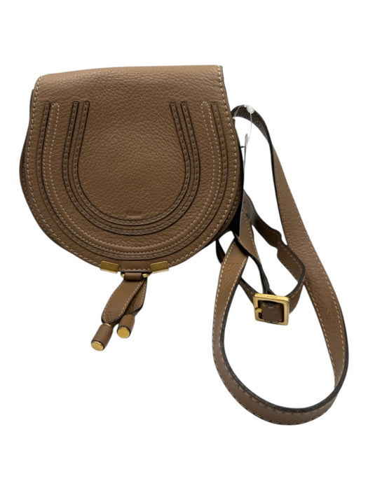 Chloe Brown Leather Flap Top Saddle Adjustable Strap Crossbody Bag Brown / Mini