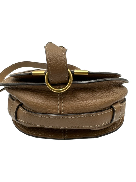 Chloe Brown Leather Flap Top Saddle Adjustable Strap Crossbody Bag Brown / Mini