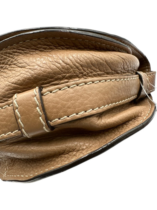 Chloe Brown Leather Flap Top Saddle Adjustable Strap Crossbody Bag Brown / Mini