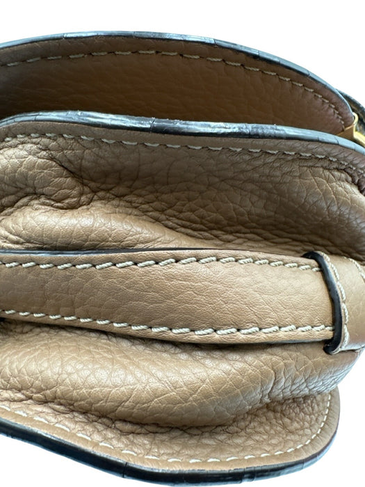 Chloe Brown Leather Flap Top Saddle Adjustable Strap Crossbody Bag Brown / Mini