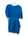 Rhode Size S Blue Rayon & Nylon Back Zip Puff Sleeves Velvet Ruched Dress Blue / S