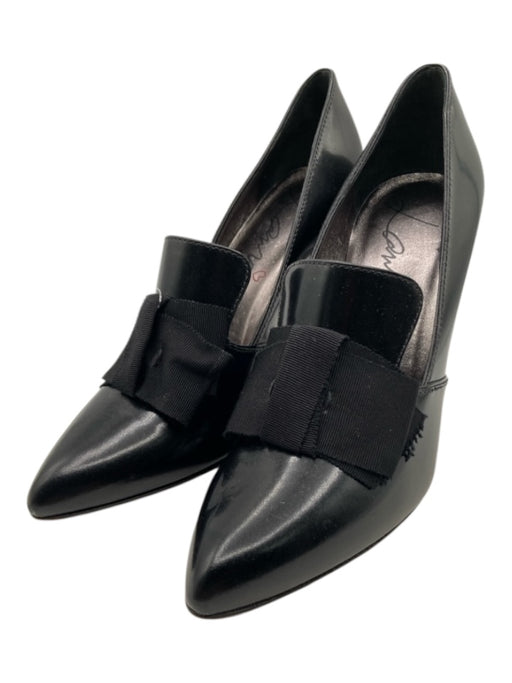 Lanvin Shoe Size 38.5 Black Patent Leather Grosgrain Bow Pointed Toe Heel Pumps Black / 38.5