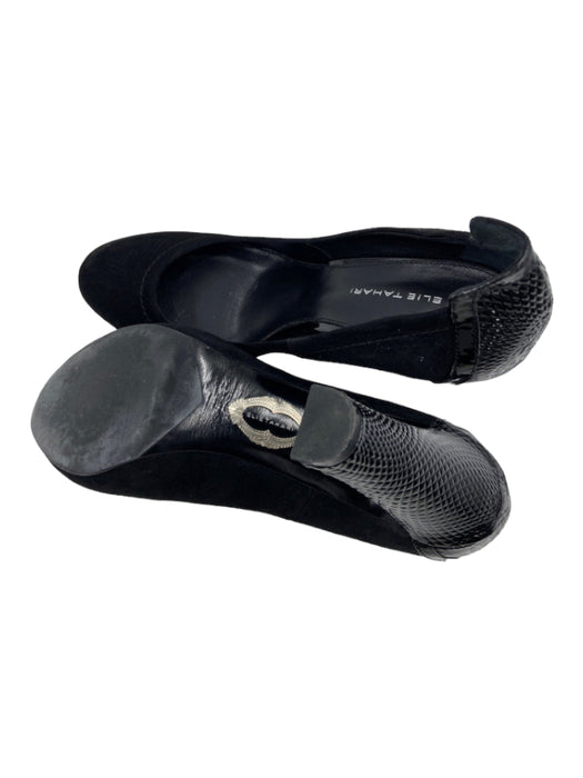Elie Tahari Shoe Size 39 Black Suede & Patent Leather Almond Toe Pumps Black / 39