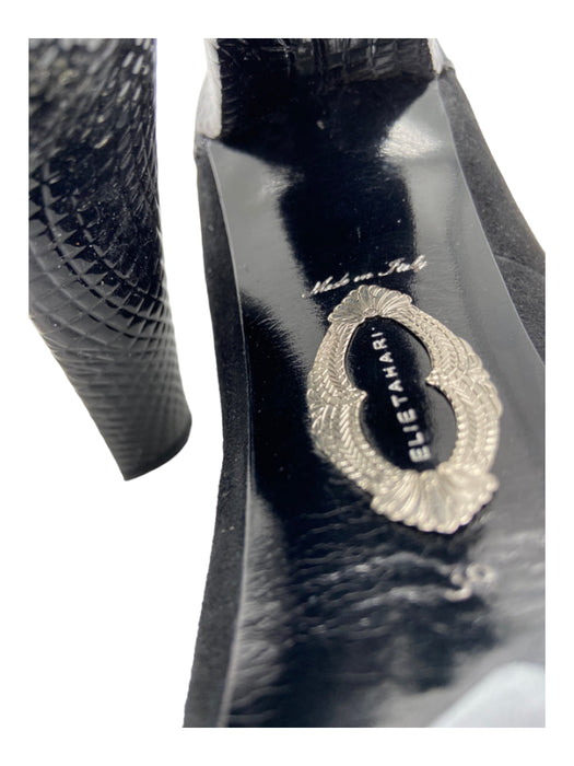 Elie Tahari Shoe Size 39 Black Suede & Patent Leather Almond Toe Pumps Black / 39