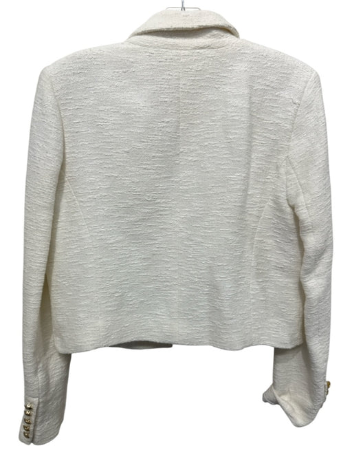 House of Harlow Size M Cream White Cotton Blend Gold Buttons Tweed Blazer Jacket Cream White / M