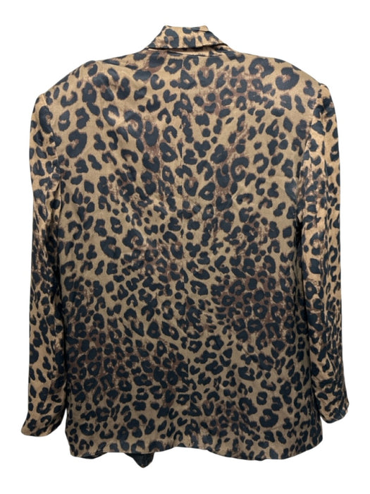 Zara Size M Brown & Black Viscose Lapel Leopard Print Blazer Jacket Brown & Black / M