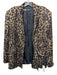 Zara Size M Brown & Black Viscose Lapel Leopard Print Blazer Jacket Brown & Black / M