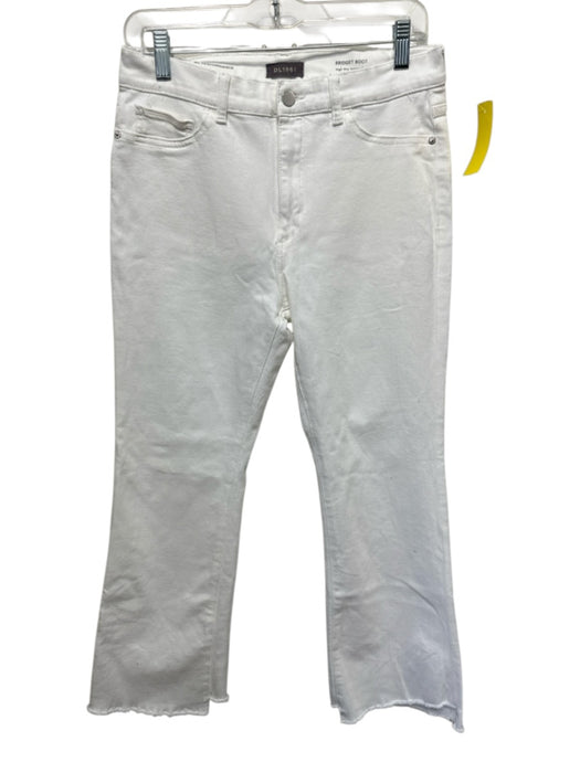 DL1961 Size 29 White Cotton Denim Frayed Hem High Rise Boot Cut Jeans White / 29