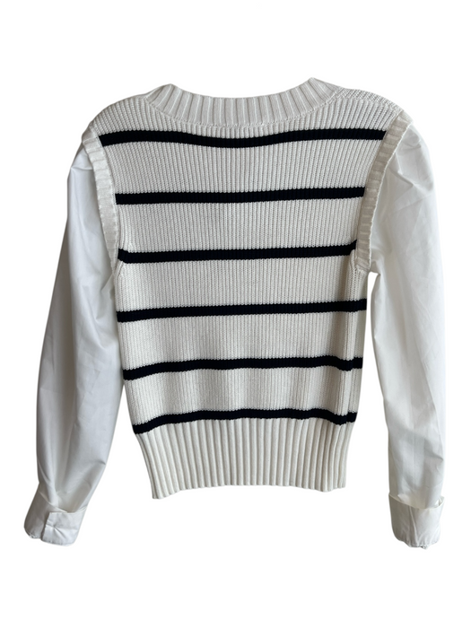 Nanette Lepore Size S White & Black Rayon Blend Long Sleeve Striped Knit Top White & Black / S