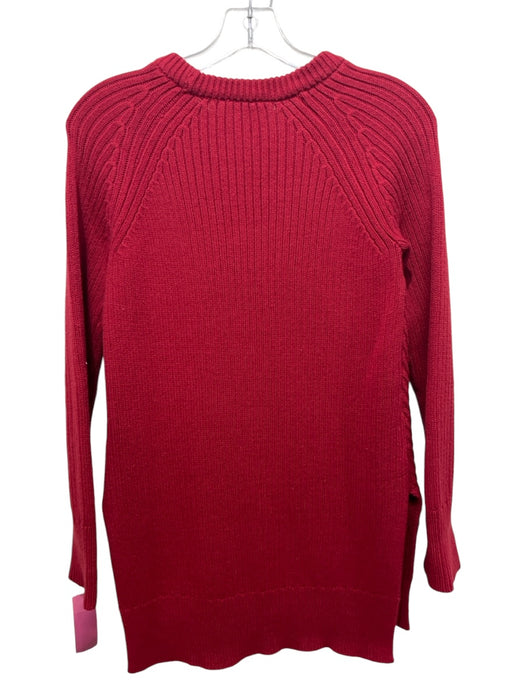 1. State Size XS Red Cotton Blend Knit Long Sleeve Side Slits Sweater Red / XS