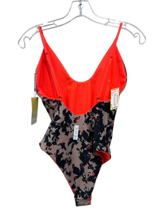 Maaji Size L Neon Orange & Beige Polyester & Spandex Adjustable straps Swimsuit Neon Orange & Beige / L