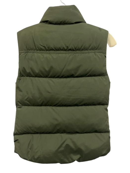 J Crew Size XS Green Synthetic Hook Closure Sleeveless Zip Close Coat Green / XS