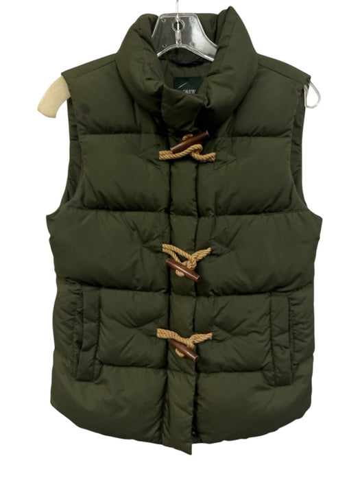 J Crew Size XS Green Synthetic Hook Closure Sleeveless Zip Close Coat Green / XS