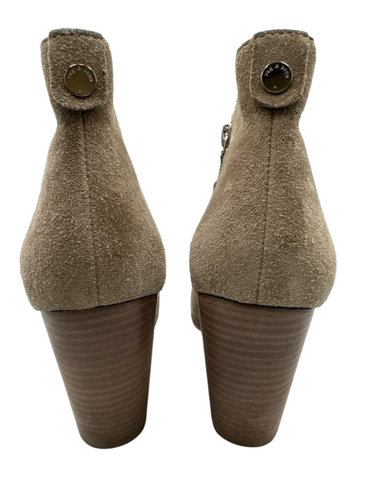 Rag & Bone Shoe Size 37.5 Taupe Leather Zip Close Block Heel Suede Boots Taupe / 37.5
