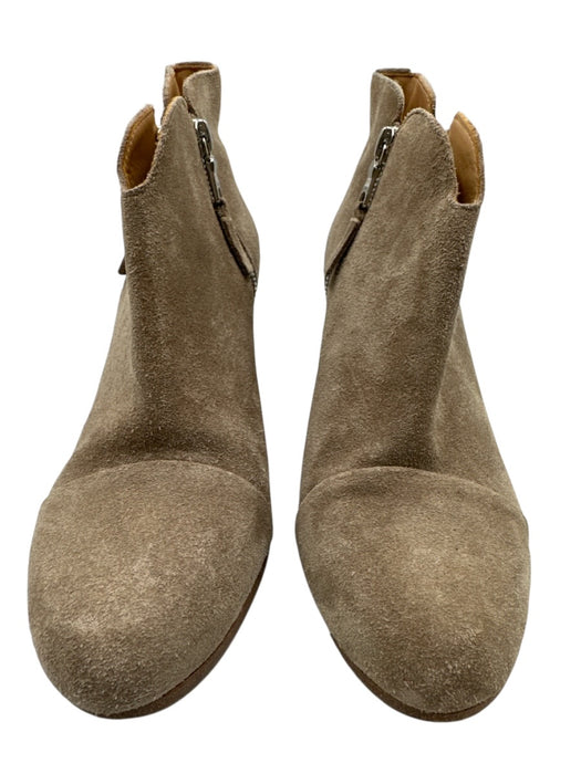 Rag & Bone Shoe Size 37.5 Taupe Leather Zip Close Block Heel Suede Boots Taupe / 37.5