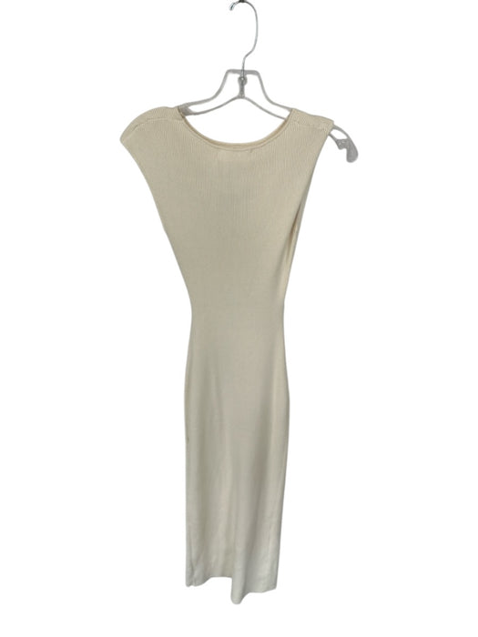 Pants Store Size S Cream Viscose Sleeveless Ribbed Open Back Maxi Dress Cream / S