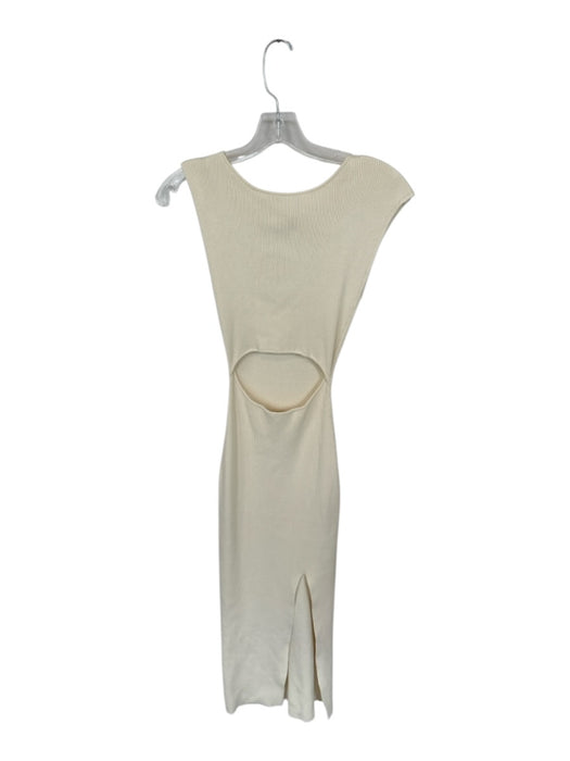 Pants Store Size S Cream Viscose Sleeveless Ribbed Open Back Maxi Dress Cream / S