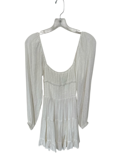 L Space Size S White & Gold Viscose Long Sleeve Metallic Thread Dress White & Gold / S