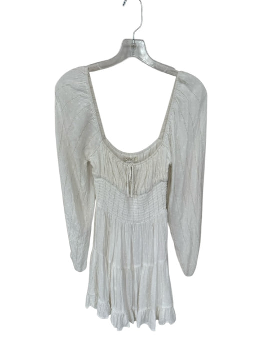 L Space Size S White & Gold Viscose Long Sleeve Metallic Thread Dress White & Gold / S