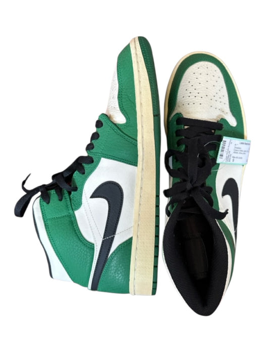 Nike Air Jordan Shoe Size 9 Green & White Leather High Top Athletic Sneakers Green & White / 9