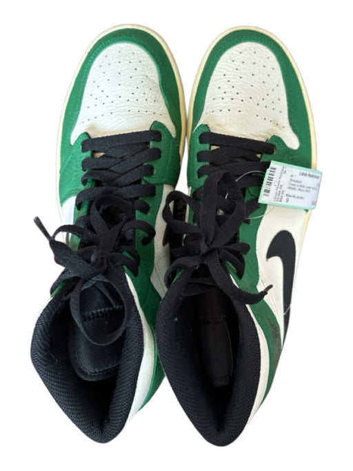 Nike Air Jordan Shoe Size 9 Green & White Leather High Top Athletic Sneakers Green & White / 9