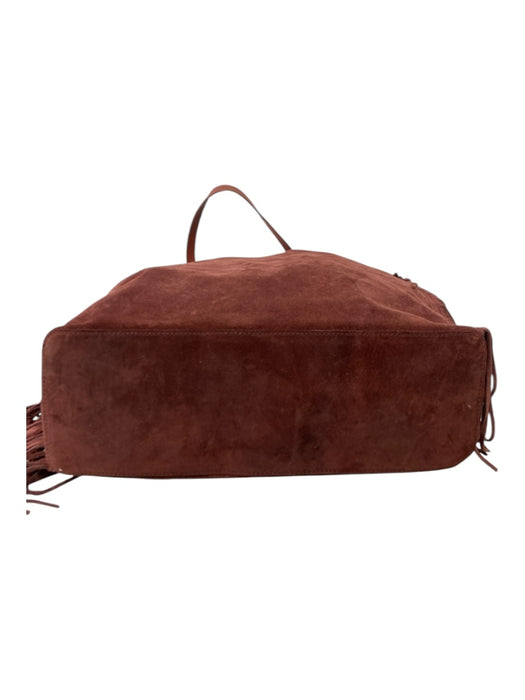 All Saints Reddish Brown Suede Fringe Open Top Bag Reddish Brown / M