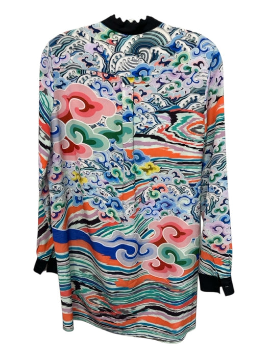 Mary Katrantzou Size 6 White, Orange, Blue, Multi Silk Waves, Clouds Tunic Top White, Orange, Blue, Multi / 6
