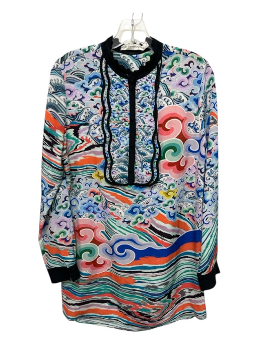 Mary Katrantzou Size 6 White, Orange, Blue, Multi Silk Waves, Clouds Tunic Top White, Orange, Blue, Multi / 6