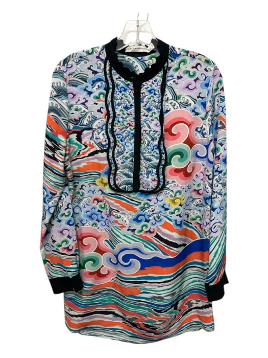 Mary Katrantzou Size 6 White, Orange, Blue, Multi Silk Waves, Clouds Tunic Top White, Orange, Blue, Multi / 6