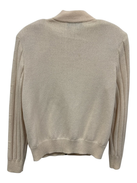 St John Sport Size P Cream White Wool & Rayon High Neck Snowflake Knit Jacket Cream White / P