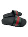 Gucci Shoe Size 11 AS IS Black, Green & Red Solid Striped Slides Men's Sandals 11