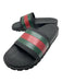 Gucci Shoe Size 11 AS IS Black, Green & Red Solid Striped Slides Men's Sandals 11