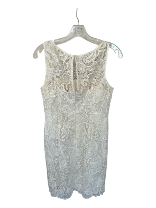 Adrianna Papell Size 4 White Polyester Lace Overlay Sleeveless Back Zip Dress White / 4