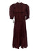 Sea New York Size 0 Burgundy Brown Cotton Short Puff Sleeve Buttons Midi Dress Burgundy Brown / 0