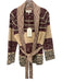 The Great Size 0 Burgundy Red & Beige Cotton & Acrylic Collar Wrap Cardigan Burgundy Red & Beige / 0