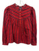 Mother Size XS Purple & Red Cotton Long puff sleeve Stripe 1/4 Snap Top Purple & Red / XS