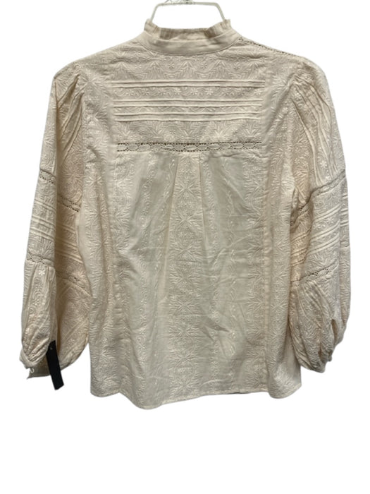 Figue Size XS Cream Cotton Long Balloon Sleeve Crochet Lace 1/4 Button Top Cream / XS