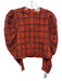 Hunter Bell Size 0 Orange & Blue Viscose & Elastane Long puff sleeve Plaid Top Orange & Blue / 0