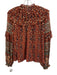 Ulla Johnson Size 0 Brown, Blue, Gold Silk Long puff sleeve Floral Print Top Brown, Blue, Gold / 0
