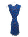 Saloni Size 8 Blue & Multi Silk Floral Ruffle Sleeveless Button Front Dress Blue & Multi / 8