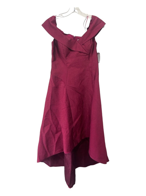 Rickie Freeman for Teri Jon Size 8 Wine Red Polyester Textured Back Zip Dress Wine Red / 8