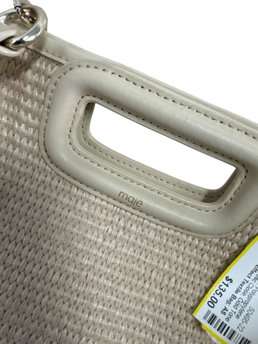 Maje Beige Polypropylene Blend Woven Magnetic Close Gold Tone Hardware Tote Bag Beige